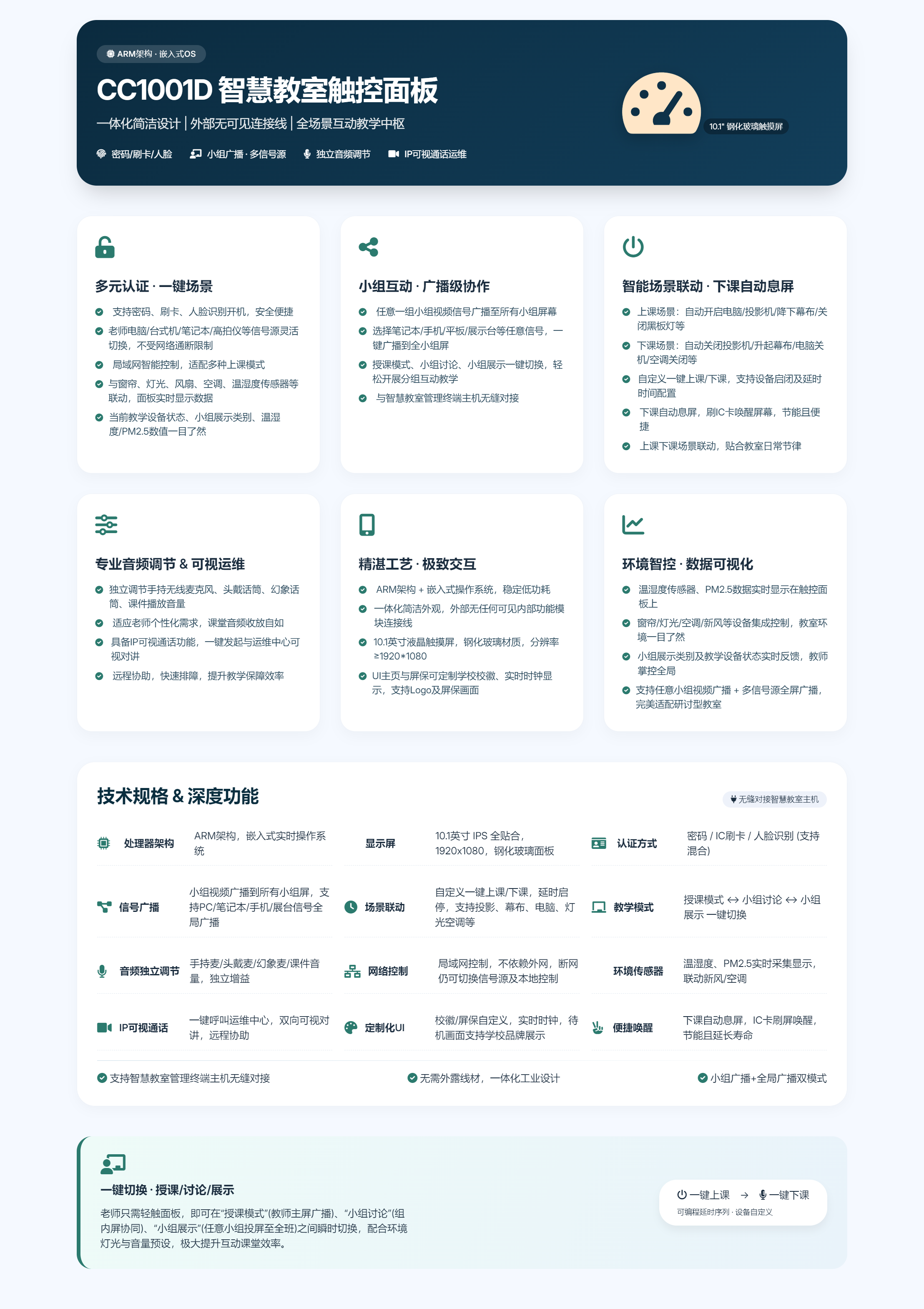 马思沓吉 CC1001D 智慧教室触控面板 _ 产品介绍.png